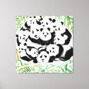 Impression sur toile Famille Pandas - Peinture