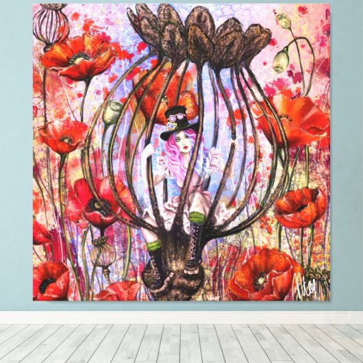 Impression sur toile Fantaisie Coquelicots (Insitu (Plancher de Bois))