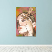 Impression sur toile Femme Cerf (Insitu (Plancher de Bois))