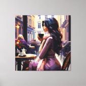 Impression sur toile Femme de Café Boho (Recto)