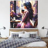 Impression sur toile Femme de Café Boho (Insitu(Chambre))