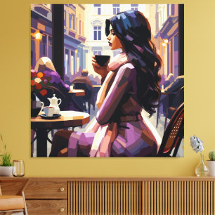 Impression sur toile Femme de Café Boho
