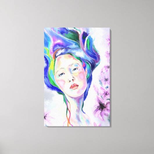 Impression sur toile Femme et Lys - Peinture (Recto)