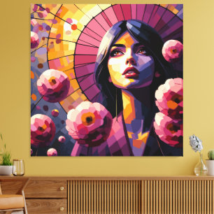 Impression sur toile Femme Florale