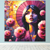 Impression sur toile Femme Florale (Insitu (Plancher de Bois))
