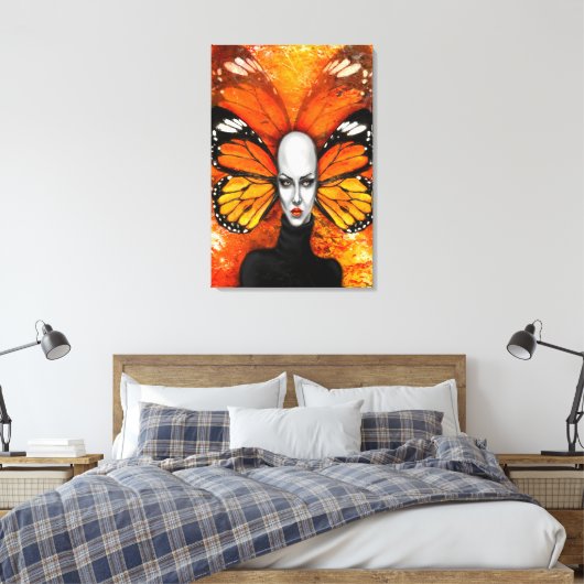 Impression sur toile Femme Papillon (Insitu(Chambre))
