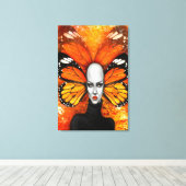 Impression sur toile Femme Papillon (Insitu (Plancher de Bois))