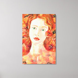 Impression sur toile femme rousse jolie aux yeux v