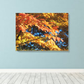 Impression sur toile Feuilles d'automne dorées (Insitu (Plancher de Bois))