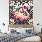 Impression sur toile flamant rose Art déco (Insitu(Chambre))