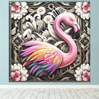 Impression sur toile flamant rose Art déco