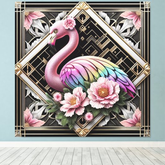Impression sur toile flamant rose Art déco (Insitu (Plancher de Bois))