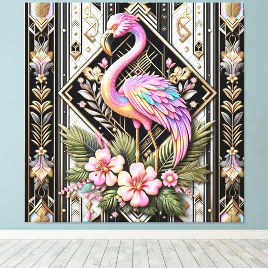 Impression sur toile flamant rose Art déco (Insitu (Plancher de Bois))