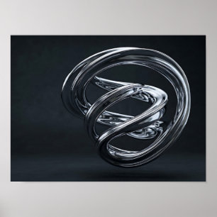 Impression sur toile futuriste Liquid Chrome Knot