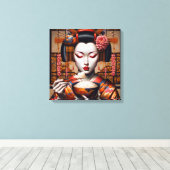 Impression sur toile (Geisha et bol de riz) (Insitu (Plancher de Bois))