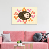 Impression sur toile Hérisson endormi et fleurs (Insitu(Salon))