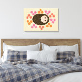 Impression sur toile Hérisson endormi et fleurs (Insitu(Chambre))