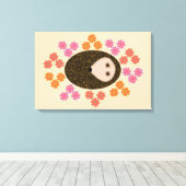 Impression sur toile Hérisson endormi et fleurs (Insitu (Plancher de Bois))