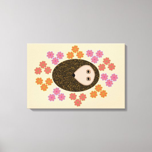 Impression sur toile Hérisson endormi et fleurs (Recto)