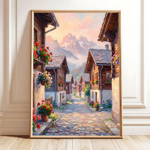 Impression sur toile Lever de soleil alpin suisse