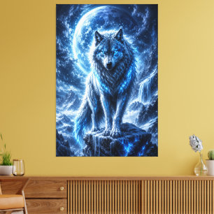 Impression sur toile Lune de loup gelé fantastique