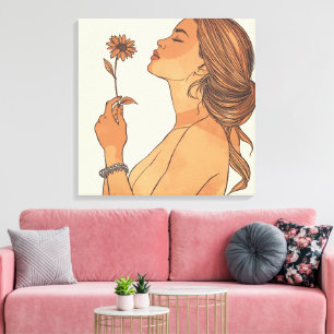 Impression sur toile minimaliste de beauté féminin