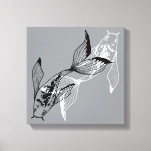 Impression sur toile minimaliste Yin Yang Poisson