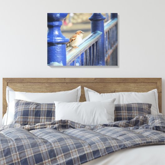 Impression sur toile - Moineau sur clôture (Insitu(Chambre))