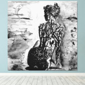 Impression sur toile Nature Lady Peinture en noir  (Insitu (Plancher de Bois))