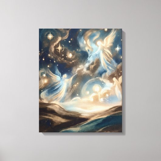 Impression sur toile Nuit étoilée des anges célest (Recto)
