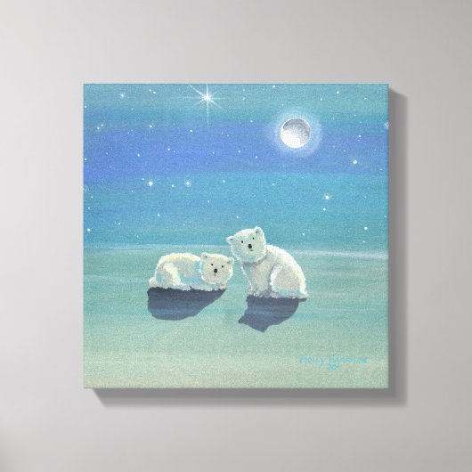 Impression sur toile Oursons polaires scintillants (Recto)