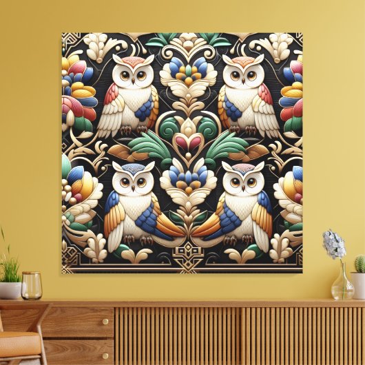 Impression sur toile Owls Rainbow Art déco (Insitu(Salon))