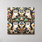 Impression sur toile Owls Rainbow Art déco (Recto)