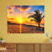 Impression sur toile Palmier Coucher de soleil des (Insitu(Salon))