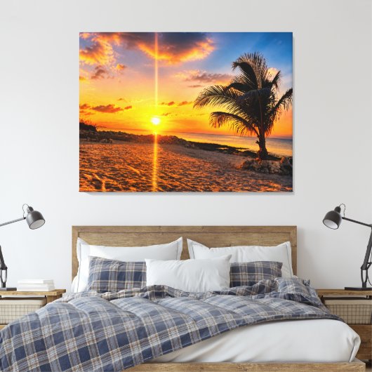 Impression sur toile Palmier Coucher de soleil des (Insitu(Chambre))