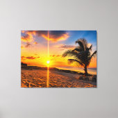 Impression sur toile Palmier Coucher de soleil des (Recto)