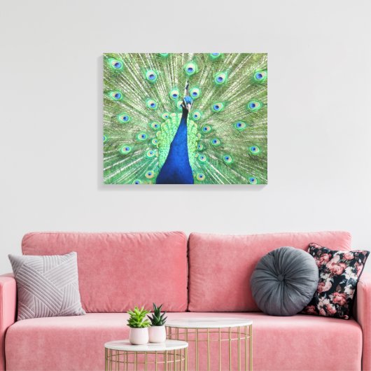 Impression sur toile - Paon avec la queue déployée (Insitu(Salon))