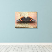 Impression sur toile Papillon Vanessa atalanta (Insitu (Plancher de Bois))