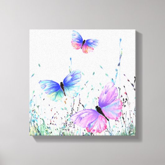 Impression sur toile Papillons de printemps volant (Recto)