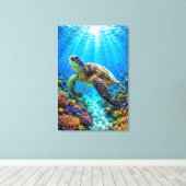 Impression sur toile Paradis de la Tortue de Mer (Insitu (Plancher de Bois))