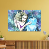 Impression sur toile - Peinture de femme et dauphi (Insitu(Salon))