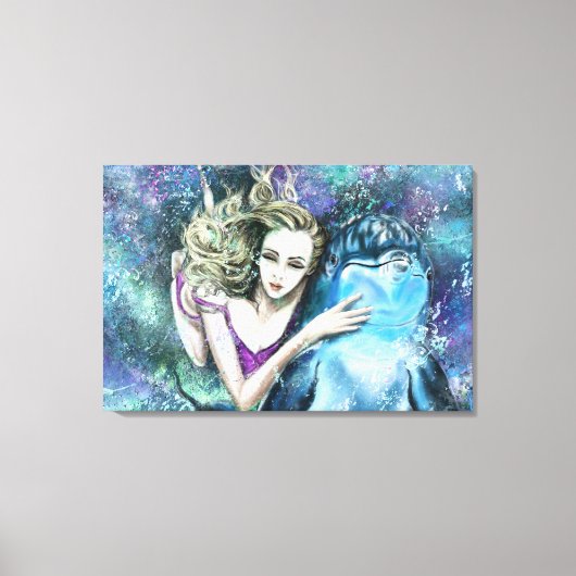 Impression sur toile - Peinture de femme et dauphi (Recto)