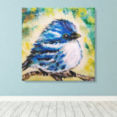 Impression sur toile Petit Oiseau Bleu (Insitu (Plancher de Bois))