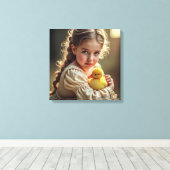 Impression sur toile (Petite fille et caneton) (Insitu (Plancher de Bois))