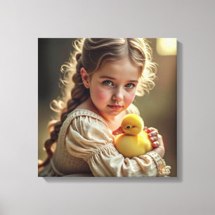 Impression sur toile (Petite fille et caneton)