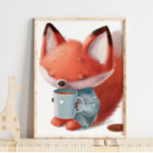 Impression sur toile Renard mignon aquarelle Café