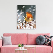 Impression sur toile Robin Songbird avec flocons d (Insitu(Salon))