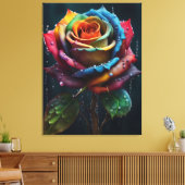 Impression sur toile Rose Arc-en-ciel (Insitu(Salon))