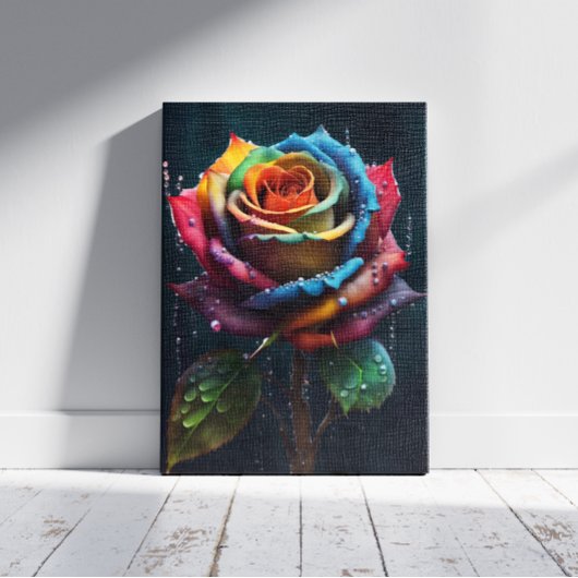 Impression sur toile Rose Arc-en-ciel