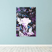 Impression sur toile Rose d'hiver et papillons (Insitu (Plancher de Bois))